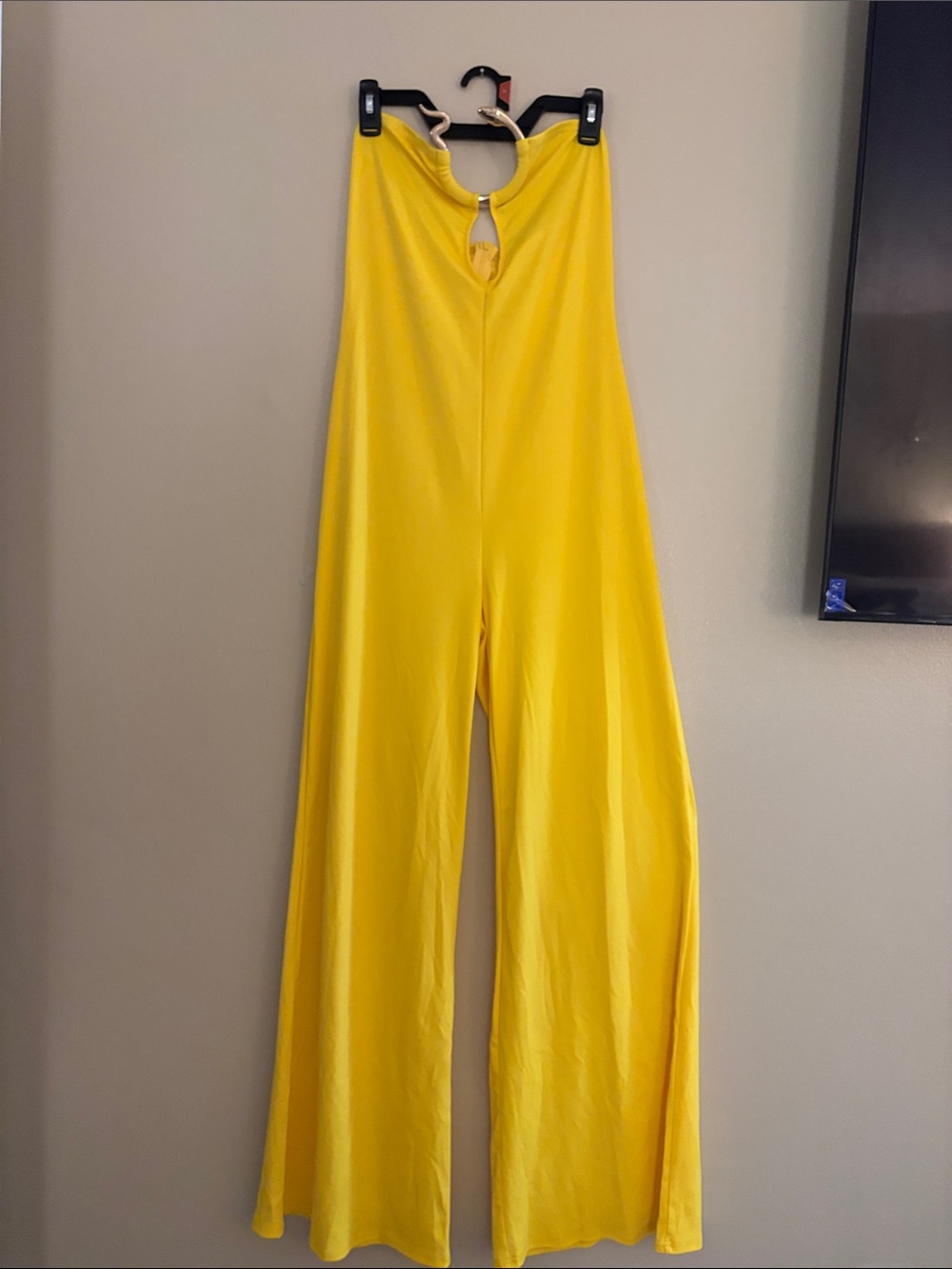 SHEIN Bright Yellow Strapless Wide-Leg Jumpsuit